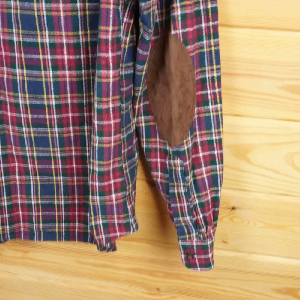 J Crew Mercantile Flex Red Blue Green Plaid Button Up Shirt Size‎ Large